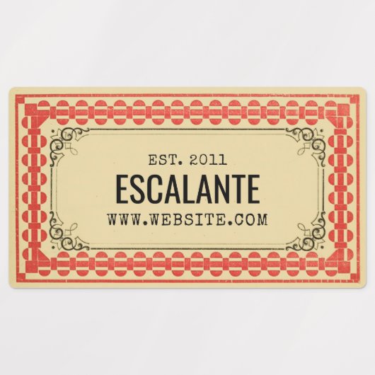 Retroborder beige Brown Red getextureerd Labels (Design 1)