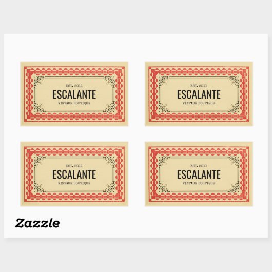  Retroborder beige Brown Red getextureerd Rechthoekige Sticker (Vel)