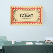 Retroborder beige Brown Red getextureerd Spandoek (Beurs)