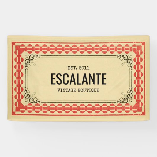 Retroborder beige Brown Red getextureerd Spandoek (Horizontaal)