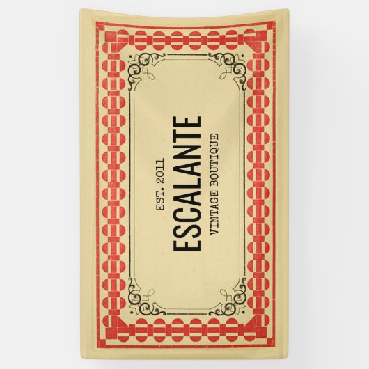 Retroborder beige Brown Red getextureerd Spandoek (Verticaal)