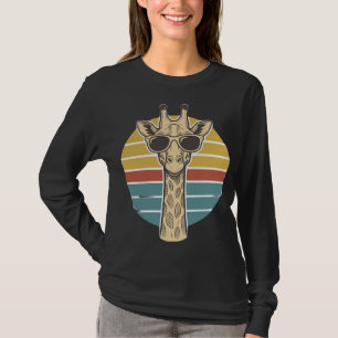 Retrobril Giraffe Zonnebril Retro Zonsondergang Ve T-shirt