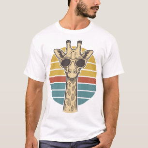 Retrobril Giraffe Zonnebril Retro Zonsondergang Ve T-shirt