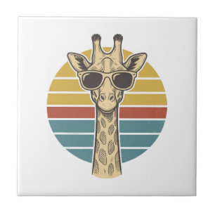 Retrobril Giraffe Zonnebril Retro Zonsondergang Ve Tegeltje