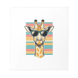 Retrobril met giraffe en strepen vector ontwerp notitieblok