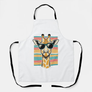 Retrobril met giraffe en strepen vector ontwerp schort