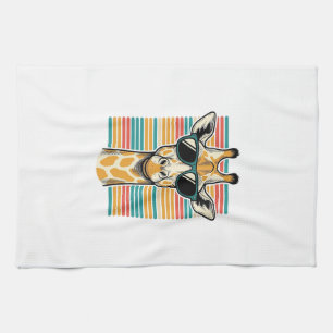 Retrobril met giraffe en strepen vector ontwerp theedoek