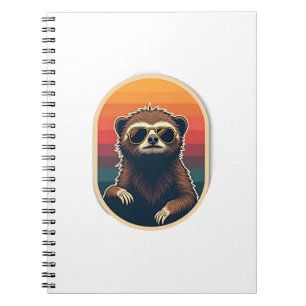 Retrobril voor luiaard Zonsondergang Vectorillustr Notitieboek