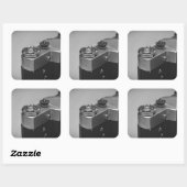 Retrocamera Vierkante Sticker (Vel)