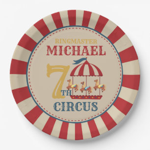 RetroCarrousel Circus Carnaval Verjaardagsfeestje Papieren Bordje