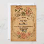 retrocessie Oude Romantische Rustic Wedding Kaart (Voorkant)