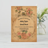 retrocessie Oude Romantische Rustic Wedding Kaart (Staand voorkant)