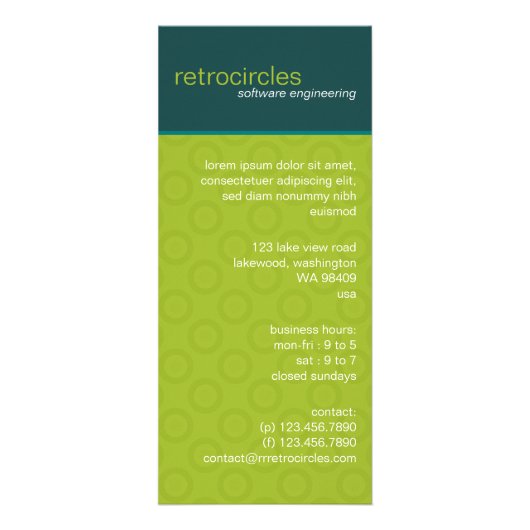 Retrocirculatiekaart Groene en Blauwgroen zakelijk Reclamekaart (Voorkant)