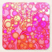 Retrocirkels Vierkante Kartonnen Onderzetter (Voorkant)