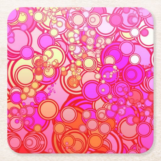 Retrocirkels Vierkante Kartonnen Onderzetter (Voorkant)