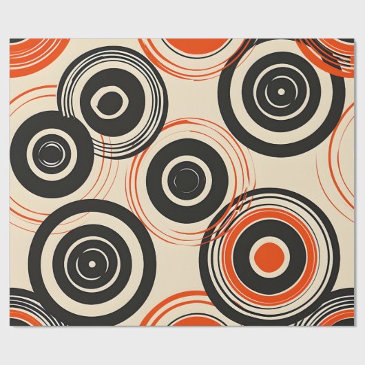 Retroconcentrische cirkels cadeaupapier (Vlak)