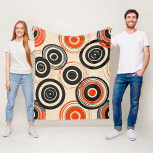 Retroconcentrische cirkels fleece deken
