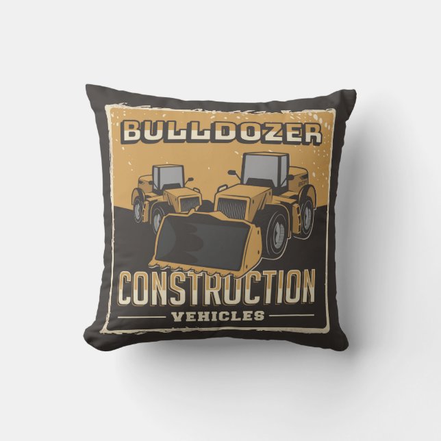 Retroconstructie - Bulldozer-Sierkussen Kussen (Voorkant)