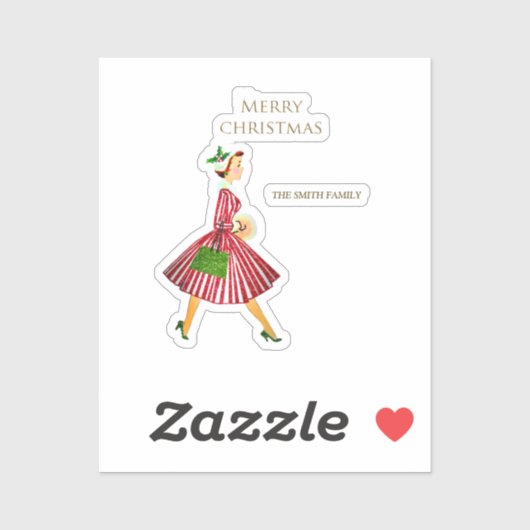 Retrodame en kerst sticker (Vel)