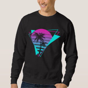 Retroesthetische dampgolven Geometrische palmbomen Trui