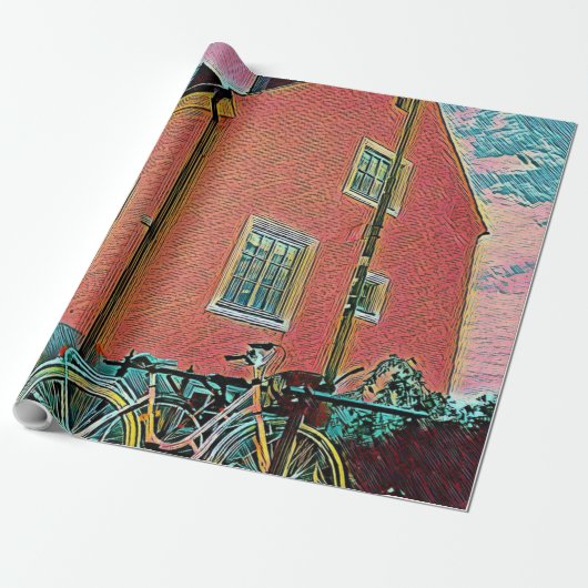 Retrofietskunst Cadeaupapier (Uitgerold)