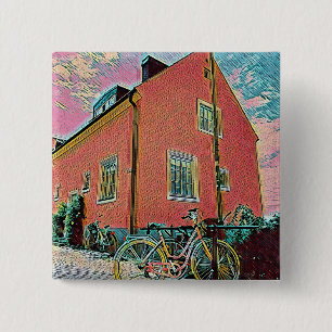 Retrofietskunst Vierkante Button 5,1 Cm