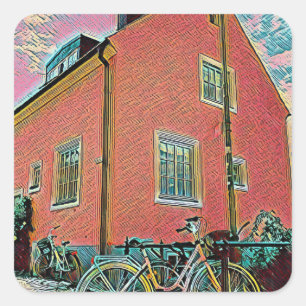 Retrofietskunst Vierkante Sticker