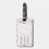 Retroflamingos op mintstrips bagagelabel (Achterkant verticaal)