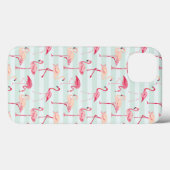Retroflamingos op mintstrips Case-Mate iPhone case (Achterkant (horizontaal))