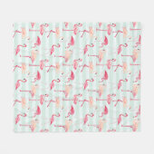 Retroflamingos op mintstrips fleece deken (Voorkant (Horizontaal))