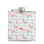 Retroflamingos op mintstrips heupfles (Voorkant)