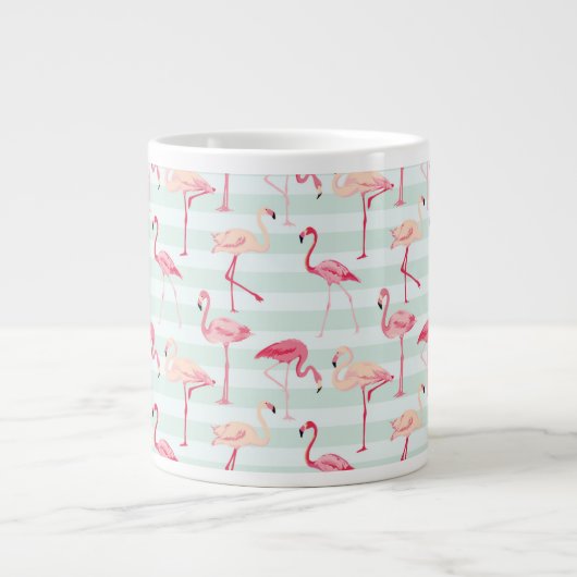 Retroflamingos op mintstrips jumbo mok (Voorkant)