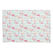 Retroflamingos op mintstrips kussensloop (Voorkant-Links)