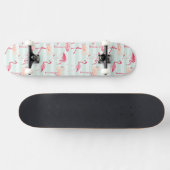Retroflamingos op mintstrips skateboard (Horizontaal)