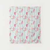 Retroflamingos op mintstrips wandkleed (Voorkant)
