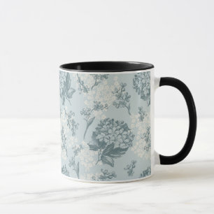 Retrofloreel patroon met viburnum bloemen mok