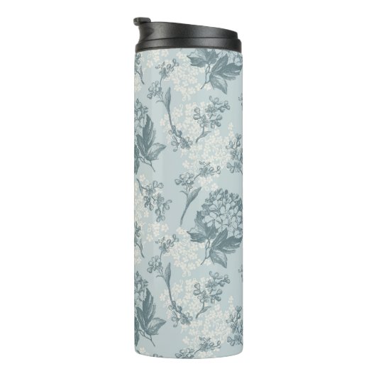 Retrofloreel patroon met viburnum bloemen thermosbeker (Geroteerd rechts)