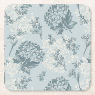 Retrofloreel patroon met viburnum bloemen vierkante kartonnen onderzetter