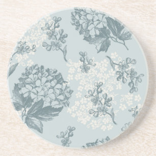 Retrofloreel patroon met viburnum bloemen zandsteen onderzetter