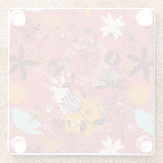 Retroflorpatroon 4 glazen onderzetter (Achterkant)