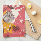 Retroflorpatroon Theedoek (Quarter Fold)