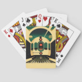 Retrofuturistische treintspeelKaart Pokerkaarten (Achterkant)