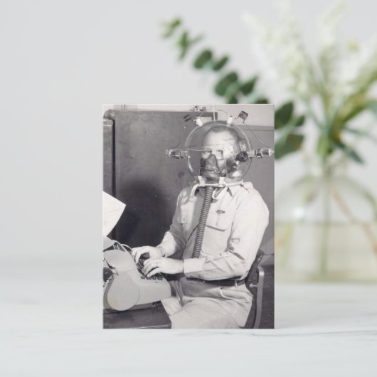 Retrogasmasker Man Briefkaart (Staand voorkant)