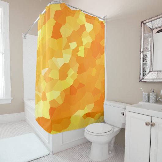 Retrogeel en Oranje Glas in lood Douchegordijn (In situ)
