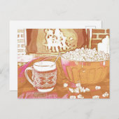 Retrogeïnspireerde feestelijke Mok en popcorn Briefkaart (Voorkant / Achterkant)
