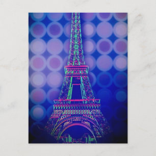 Retrogeometrische cirkels paarse eiffeltoren met p briefkaart