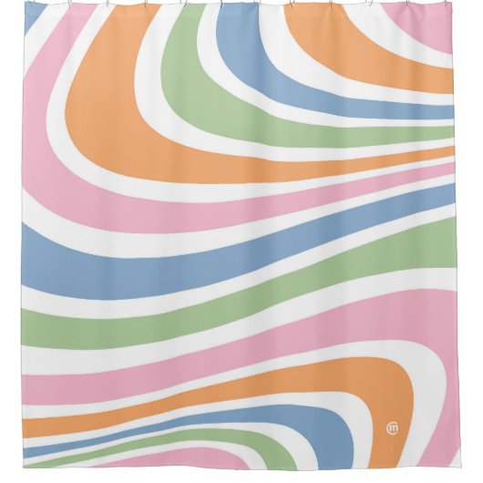 Retrogolfontwerp Douchegordijn (Voorkant)