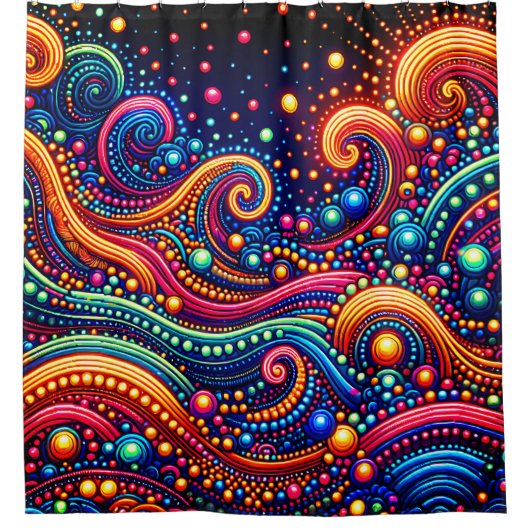 "Retrogolfverlichting" Douchegordijn (Voorkant)