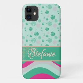 Retrogolven en bloemen iPhone 11 hoesje