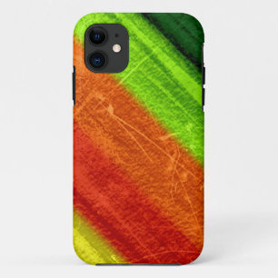 Retrogroene limoen oranje rode gele strepen iPhone 11 hoesje